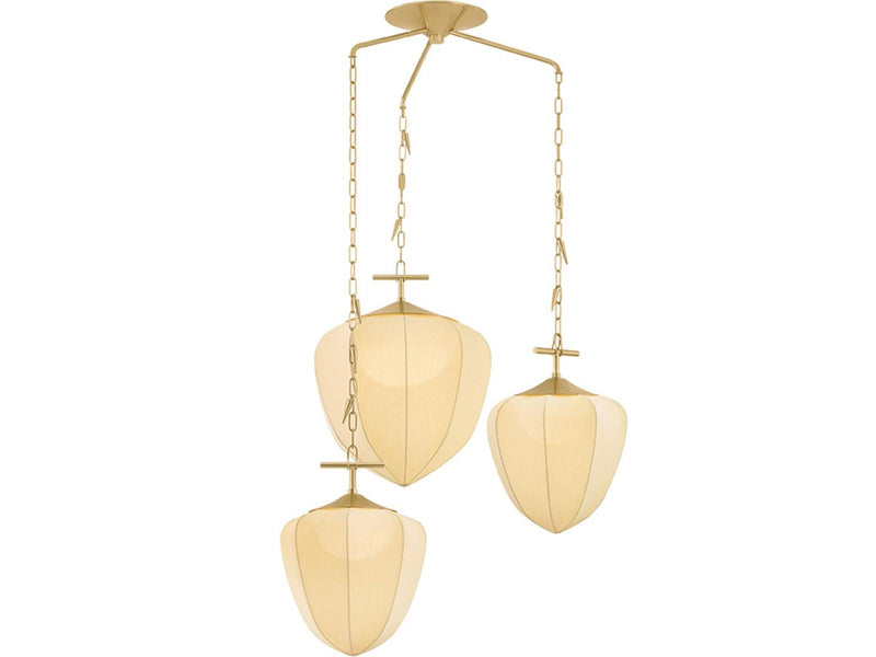 Corbett Lighting Hoshi 3-Light Vintage Brass Gold Globe Chandelier