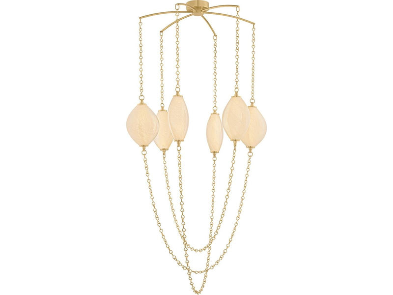 Corbett Lighting Positano 6-Light Vintage Brass Gold Chandelier