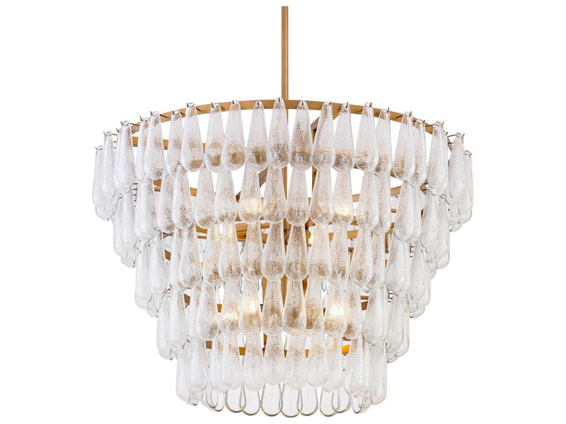 Minka Lavery Vionne 8-Light Legacy Brass Clear Dimpled Tiered Chandelier