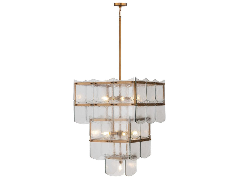 Minka Lavery Kiori 9-Light Legacy Brass Textured Clear Tiered Chandelier