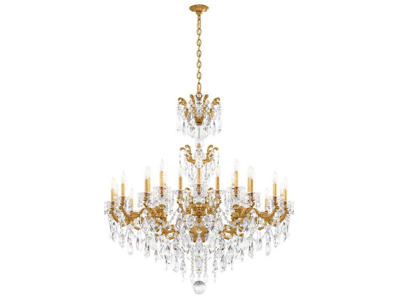 Schonbek 24-Light La Scala Crystal Chandelier in Heirloom Gold