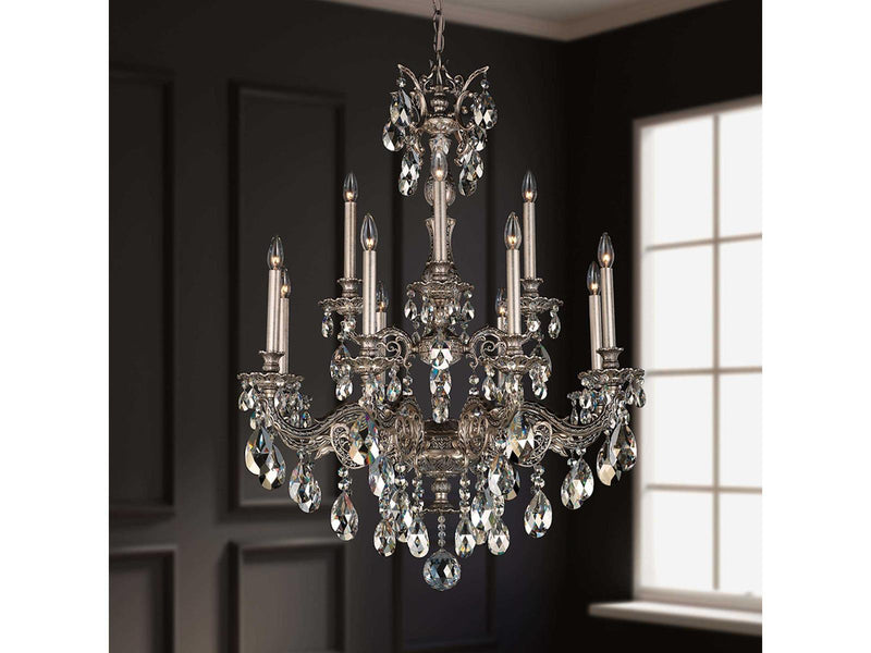 Schonbek Milano 12-Light Crystal Candelabra Chandelier