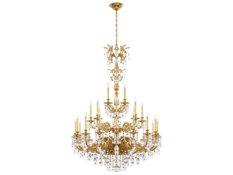 Schonbek 28-Light Milano Chandelier in Florentine Bronze with Heritage Crystal