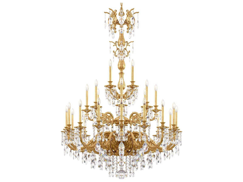 Schonbek 28-Light Milano Chandelier in Florentine Bronze with Heritage Crystal