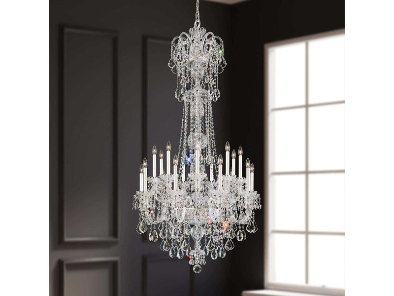 Schonbek Olde World 23-Light Candelabra Chandelier in Polished Silver