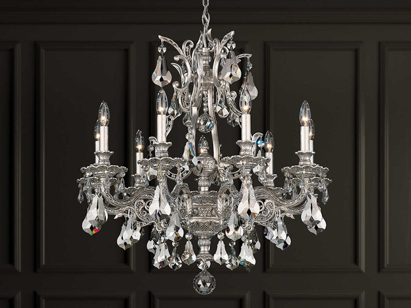 Schonbek 9-Light Sophia Silver Crystal Candelabra Chandelier