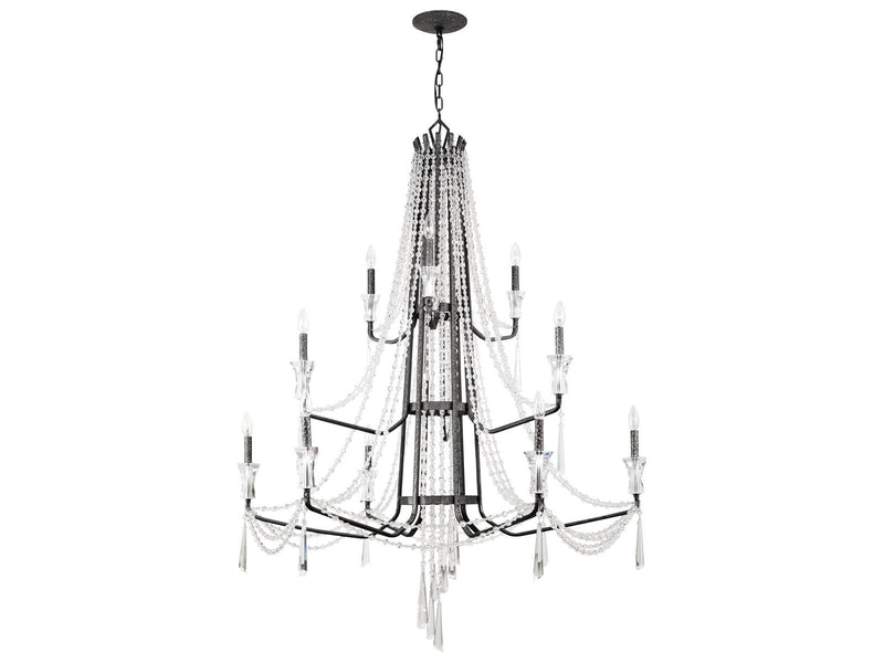 Varaluz Barcelona 3-Tier 12-Light Crystal Chandelier Onyx
