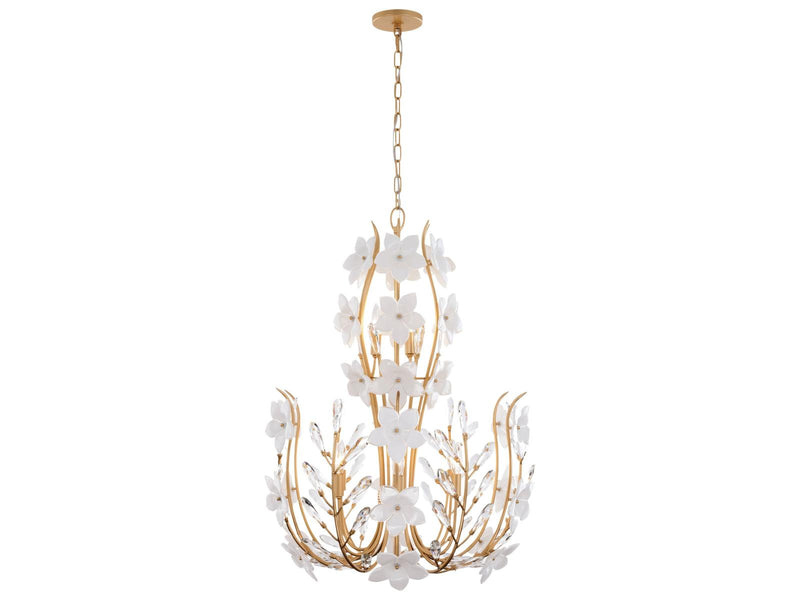 Varaluz Petal Court Chandelier French Gold 9-Light 26"W x 34.13"H