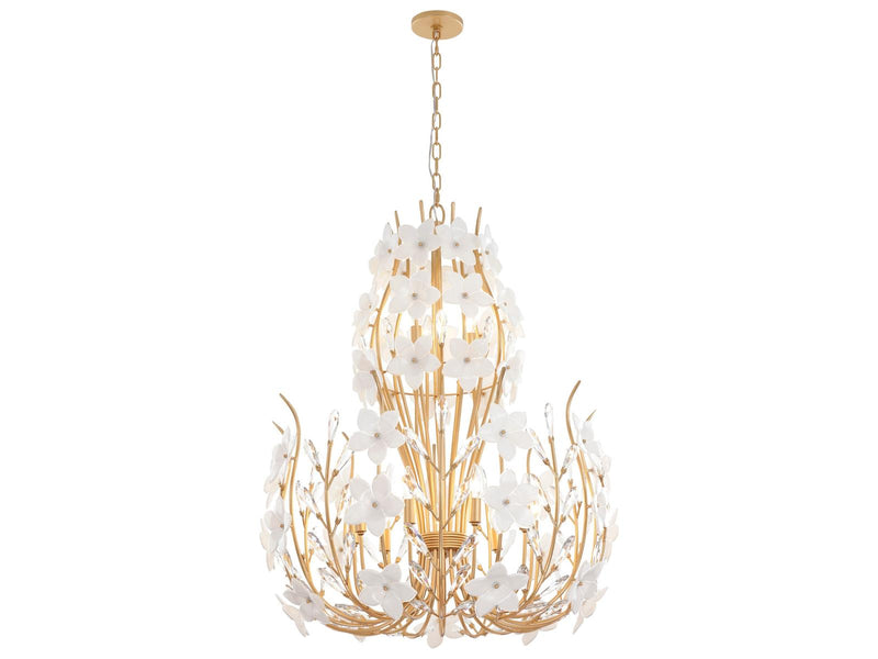 Varaluz Petal Court Chandelier French Gold 12-Light 32"W x 39"H