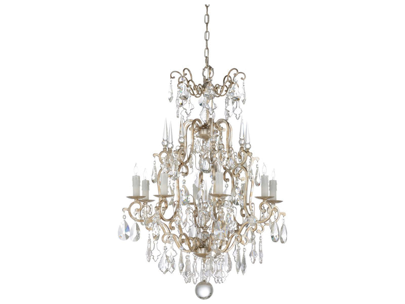 Wildwood 8-Light Versailles Chandelier in Antique Silver Leaf with Clear Crystals