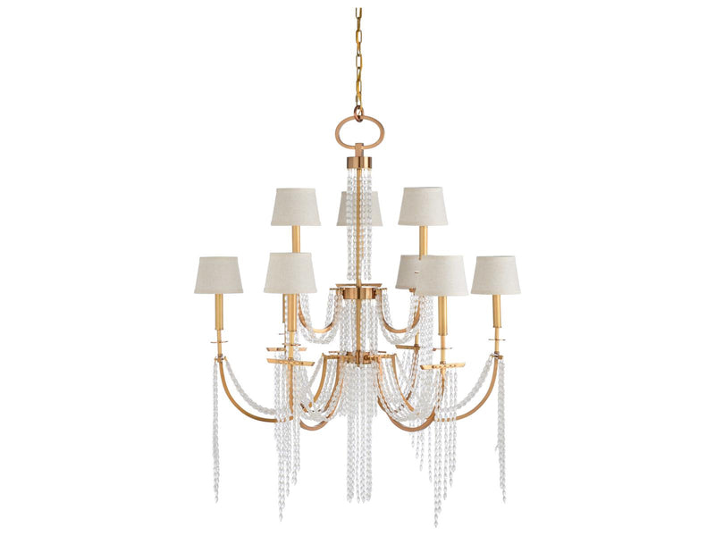 Wildwood Mackie 9-Light Chandelier in Antique Brass with Glass Beads
