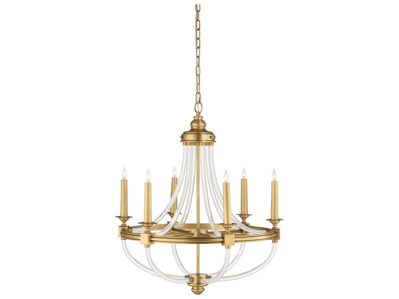 Wildwood 6-Light Prospect Chandelier in Antique Brass with Clear Acrylic